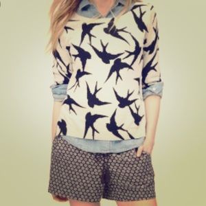 Ann Taylor LOFT Bird Sweater with 3/4 sleeve